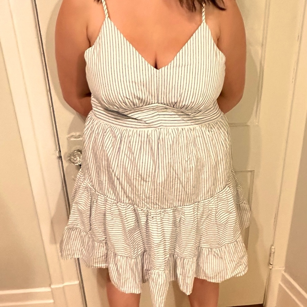 White and blue summer dress